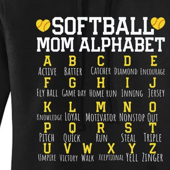 Softball Mom Alphabet Sporty Family Women's Pullover Hoodie