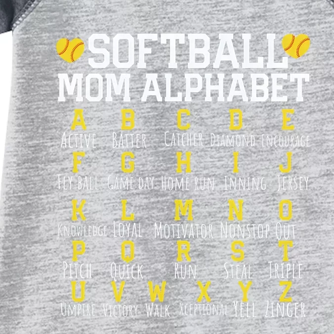 Softball Mom Alphabet Sporty Family Infant Baby Jersey Bodysuit