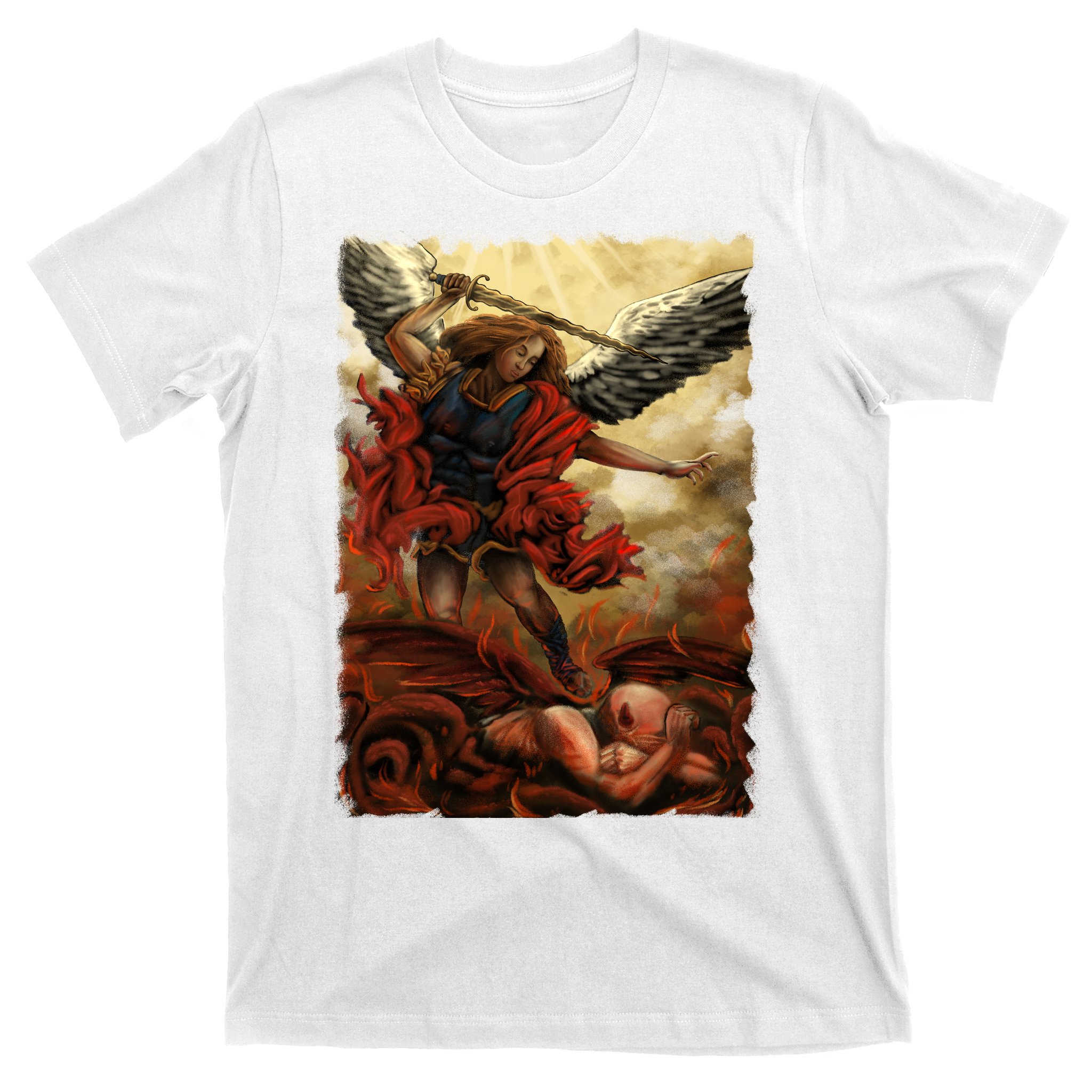 Saint Michael ArchAngel Painting T-Shirt | TeeShirtPalace