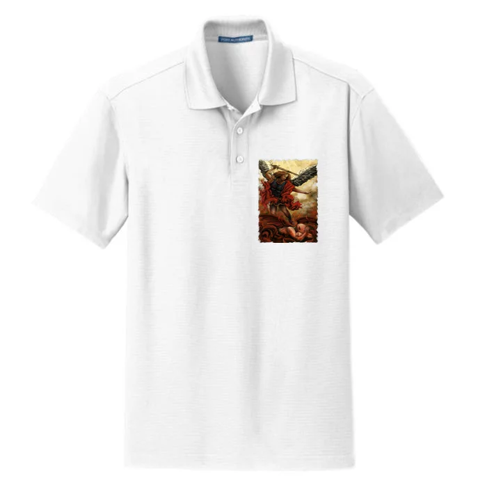 Saint Michael ArchAngel Painting Dry Zone Grid Performance Polo