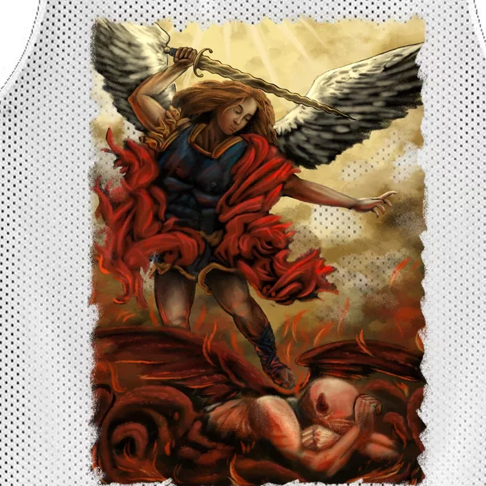 Saint Michael ArchAngel Painting Mesh Reversible Basketball Jersey Tank