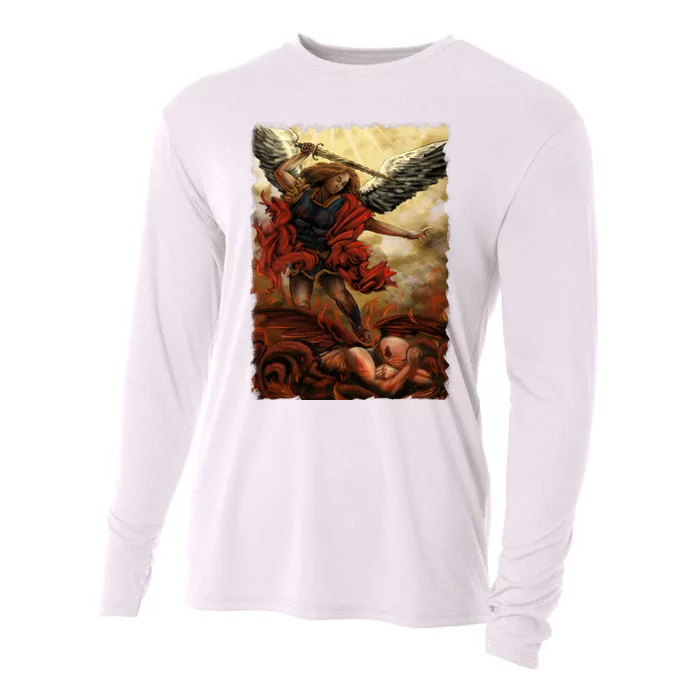 Saint Michael ArchAngel Painting Cooling Performance Long Sleeve Crew