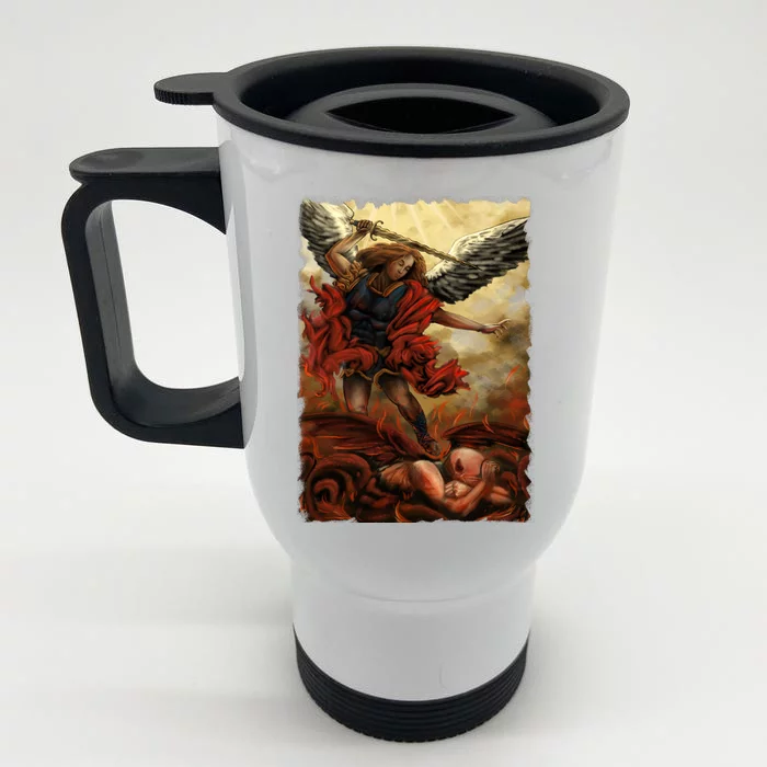 Saint Michael ArchAngel Painting Front & Back Stainless Steel Travel Mug