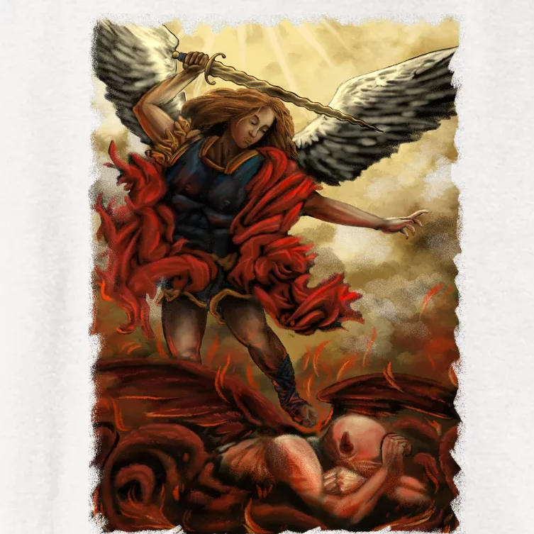 Saint Michael ArchAngel Painting Women's Crop Top Tee