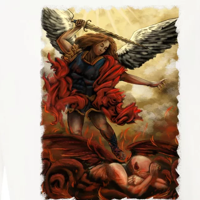 Saint Michael ArchAngel Painting Cropped Pullover Crew