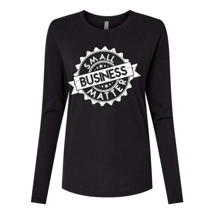 Small Business Matter Stamp Emblem Womens Cotton Relaxed Long Sleeve T-Shirt