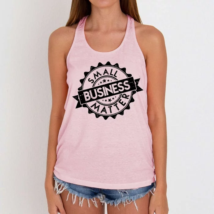 Small Business Matter Stamp Emblem Women's Knotted Racerback Tank