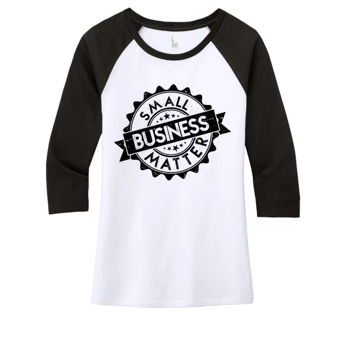 Small Business Matter Stamp Emblem Women's Tri-Blend 3/4-Sleeve Raglan Shirt