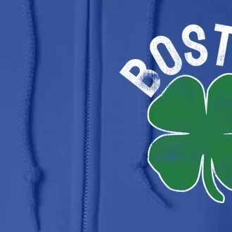 Shamrock Massachusetts Boston St Patricks Day Irish Green Gift Full Zip Hoodie