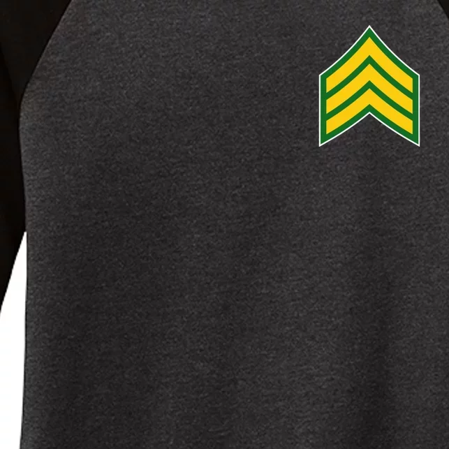 Sergeant Military Badge Women's Tri-Blend 3/4-Sleeve Raglan Shirt