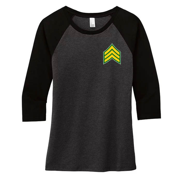 Sergeant Military Badge Women's Tri-Blend 3/4-Sleeve Raglan Shirt