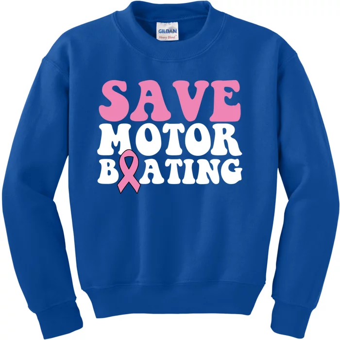 Save Motor Boating Breast Cancer Pink Ribbon Gift Kids Sweatshirt