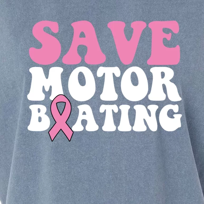 Save Motor Boating Breast Cancer Pink Ribbon Gift Garment-Dyed Women's Muscle Tee