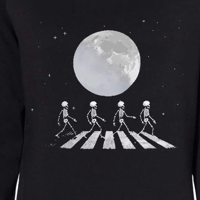 Skeleton Moon Band Tees Funny Rock Concert Halloween Graphic Womens California Wash Sweatshirt