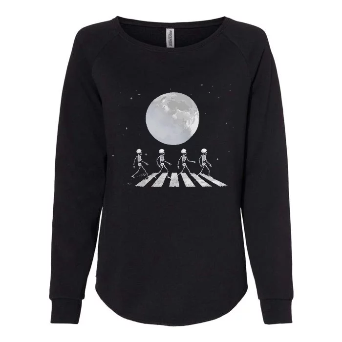 Skeleton Moon Band Tees Funny Rock Concert Halloween Graphic Womens California Wash Sweatshirt