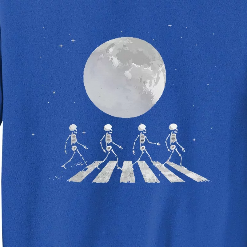 Skeleton Moon Band Tees Funny Rock Concert Halloween Graphic Tall Sweatshirt