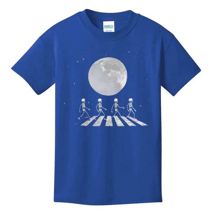 Skeleton Moon Band Tees Funny Rock Concert Halloween Graphic Kids T-Shirt