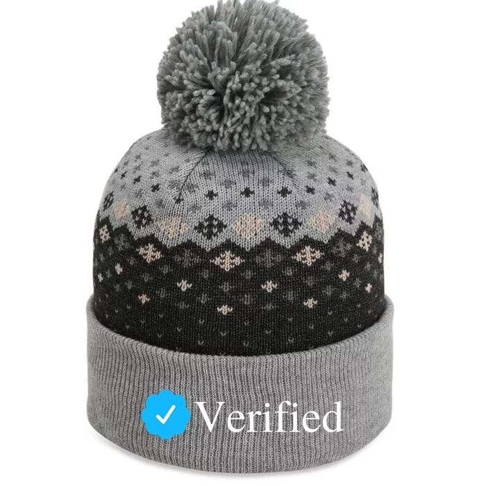 Social Media Blue Check Mark Verified Account Badge The Baniff Cuffed Pom Beanie