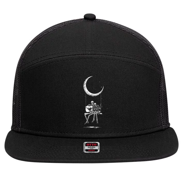 Skeleton Moon Band Live Performance 7 Panel Mesh Trucker Snapback Hat