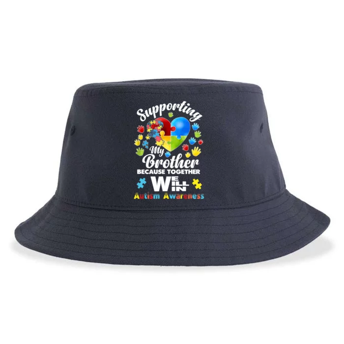 Supporting My Brother Puzzle Autism Awareness Month Sustainable Bucket Hat