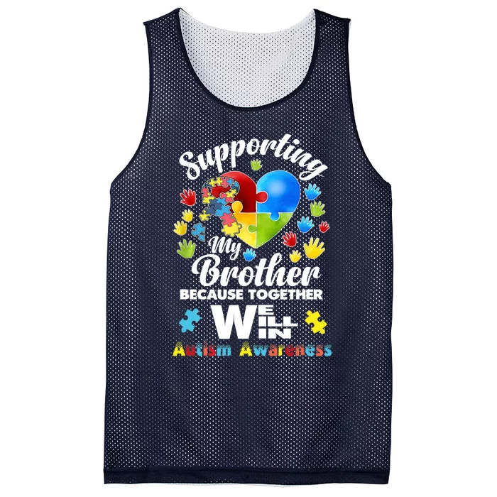 Supporting My Brother Puzzle Autism Awareness Month Mesh Reversible Basketball Jersey Tank