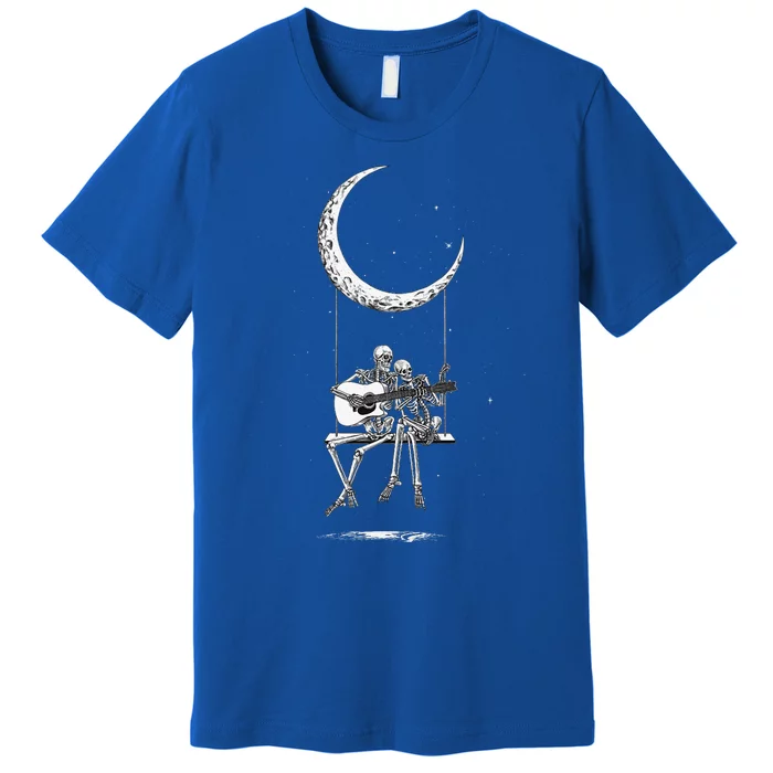 Skeleton Moon Band Rock And Roll Concert Graphic Premium T-Shirt