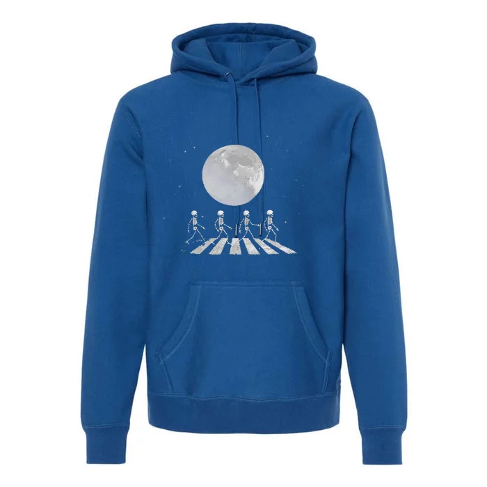 Skeleton Moon Band Funny Rock Concert Halloween Graphic Premium Hoodie