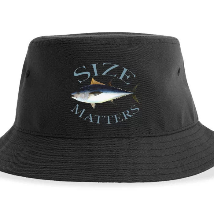 Size Matters Bluefin Tuna Fish Angler Gear Funny Fishing Pun Sustainable Bucket Hat