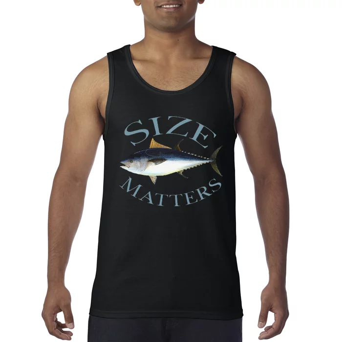 Size Matters Bluefin Tuna Fish Angler Gear Funny Fishing Pun Tank Top