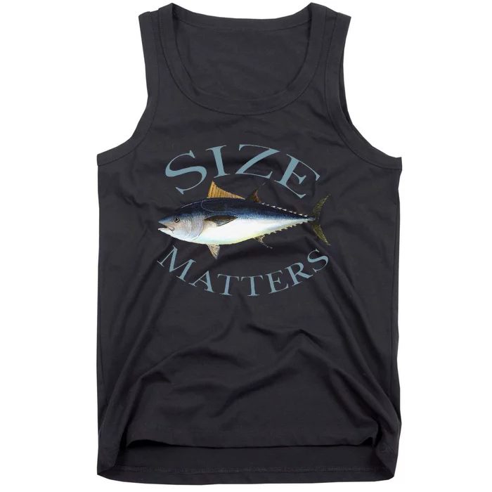 Size Matters Bluefin Tuna Fish Angler Gear Funny Fishing Pun Tank Top