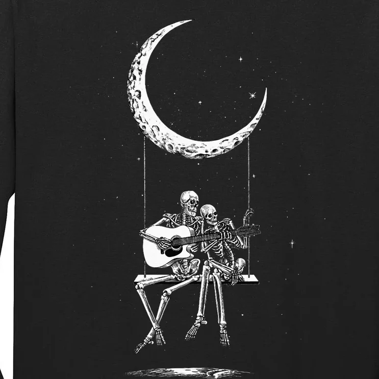 Skeleton Moon Band S Rock And Roll Concert Graphic S Tall Long Sleeve T-Shirt