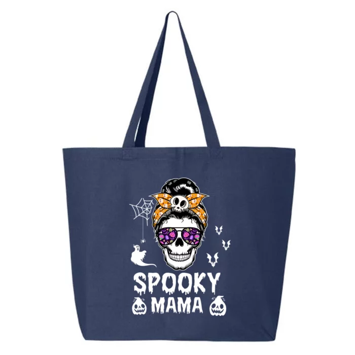 Skull Messy Bun Halloween Spooky Mama Mom Halloween Gift 25L Jumbo Tote