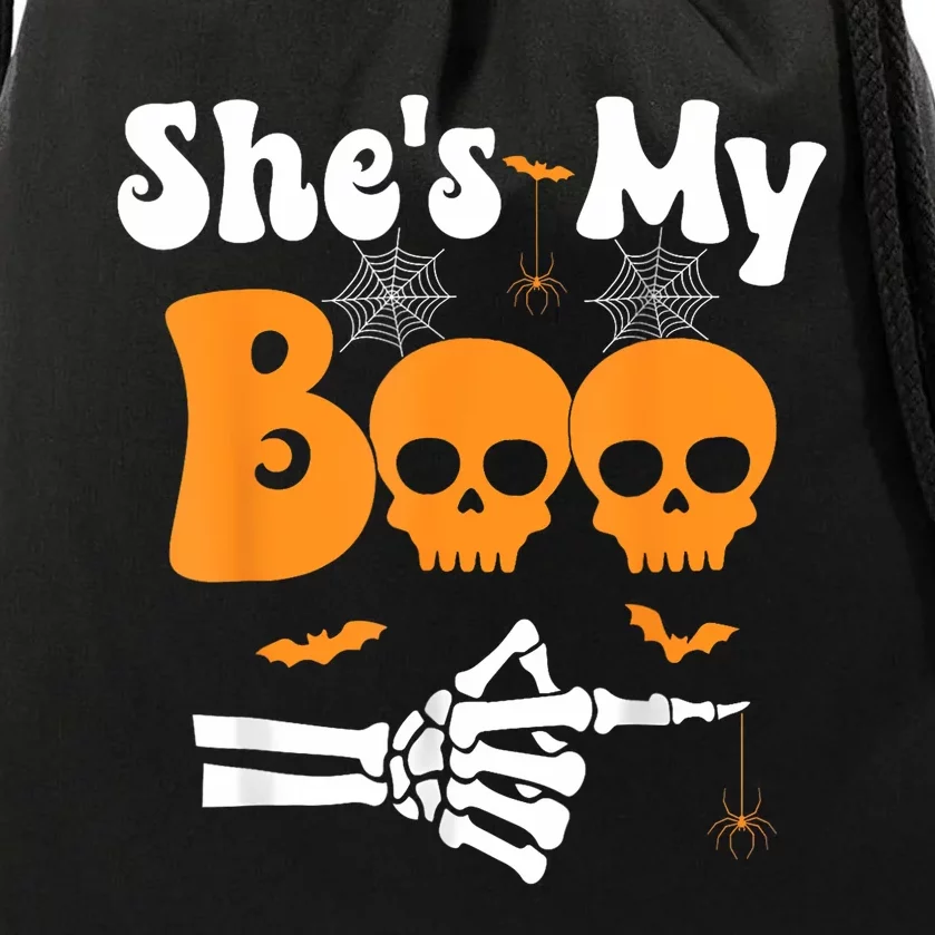 She’S My Boo Skeleton Couples Matching Couple Halloween Drawstring Bag