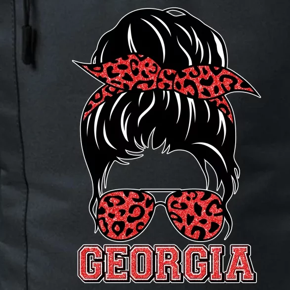 Stylish Messy Bun Woman Georgia College Football Sports Fan Daily Commute Backpack