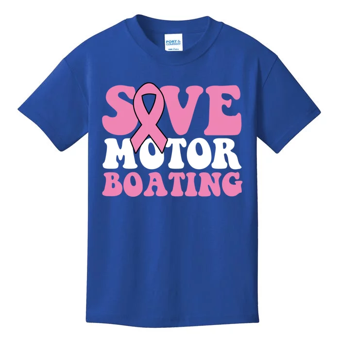 Save Motor Boating Breast Cancer Pink Ribbon Gift Kids T-Shirt