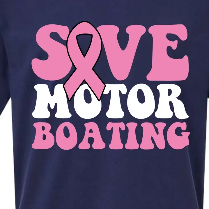 Save Motor Boating Breast Cancer Pink Ribbon Gift Sueded Cloud Jersey T-Shirt