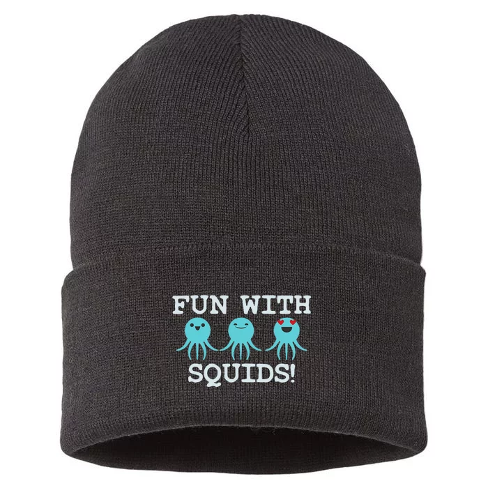 Squid Marine Biologist Teacher Student Gift Sustainable Knit Beanie