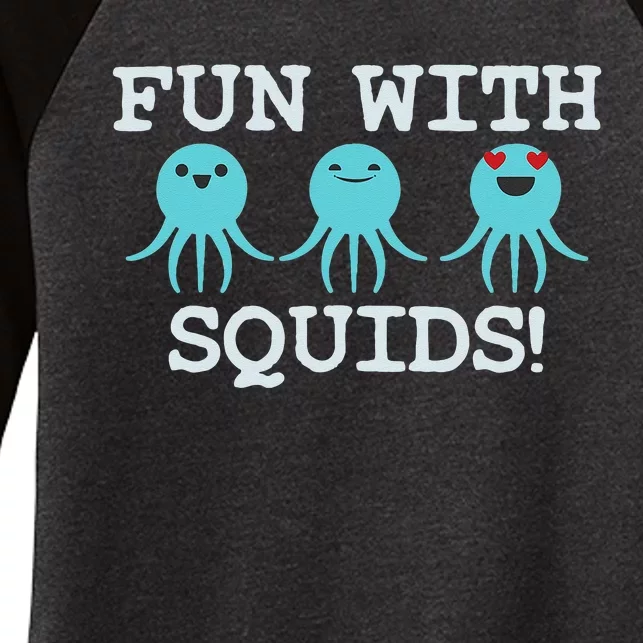 Squid Marine Biologist Teacher Student Gift Women's Tri-Blend 3/4-Sleeve Raglan Shirt