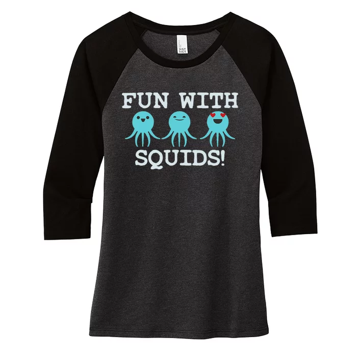 Squid Marine Biologist Teacher Student Gift Women's Tri-Blend 3/4-Sleeve Raglan Shirt