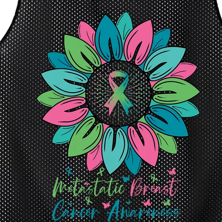 Sunflower Metastatic Breast Cancer Awareness Month Mesh Reversible Basketball Jersey Tank