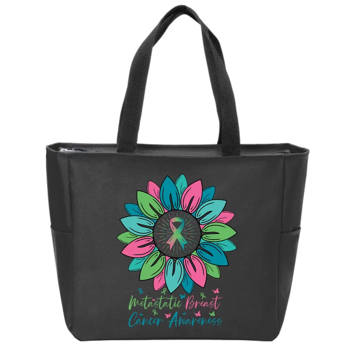 Sunflower Metastatic Breast Cancer Awareness Month Zip Tote Bag