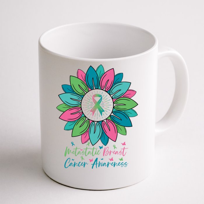 Sunflower Metastatic Breast Cancer Awareness Month Front & Back Coffee Mug