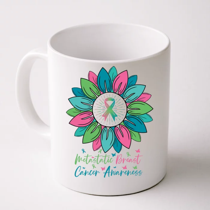 Sunflower Metastatic Breast Cancer Awareness Month Front & Back Coffee Mug