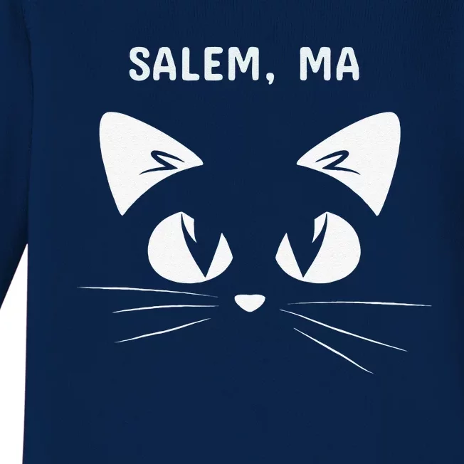 Salem MA Black Cat Halloween Baby Long Sleeve Bodysuit