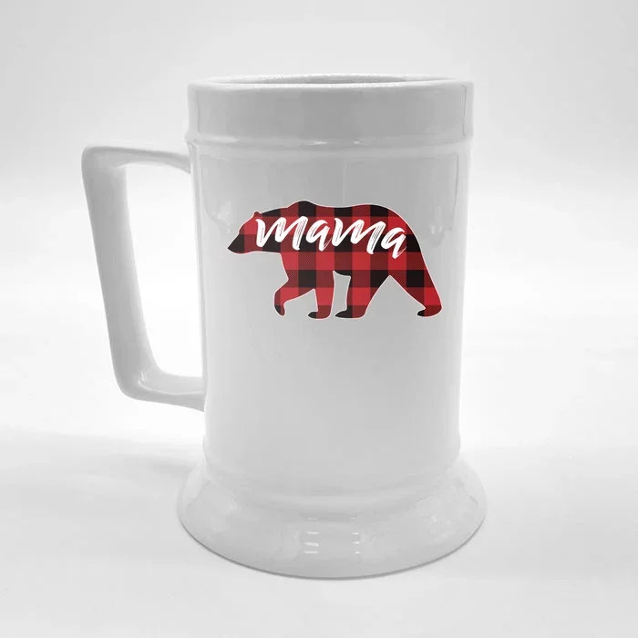 S Mama Bear Gift Buffalo Plaid Mama Bear Meaningful Gift Front & Back Beer Stein