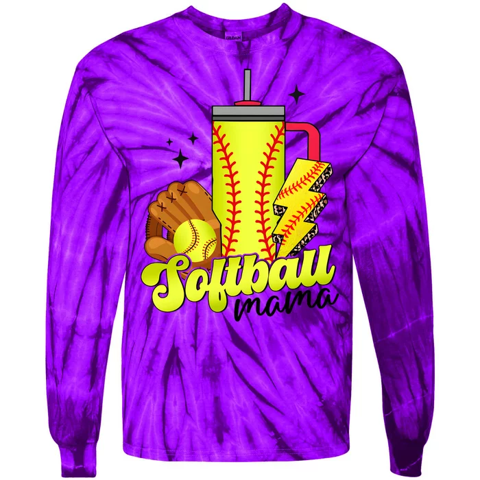 Softball Mama Boujee Softball Tie-Dye Long Sleeve Shirt