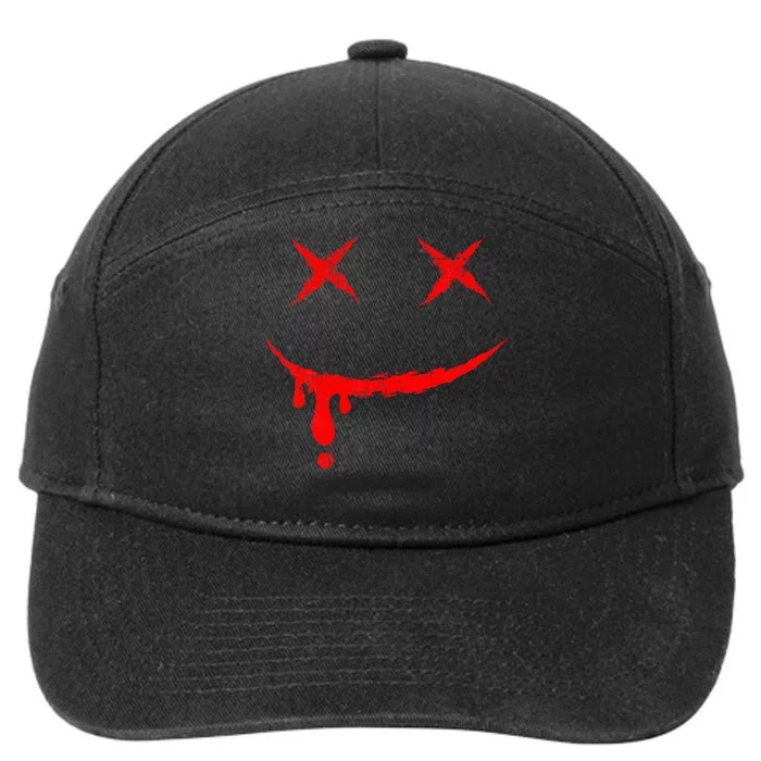 Smile Mask Bloody Halloween 7-Panel Snapback Hat