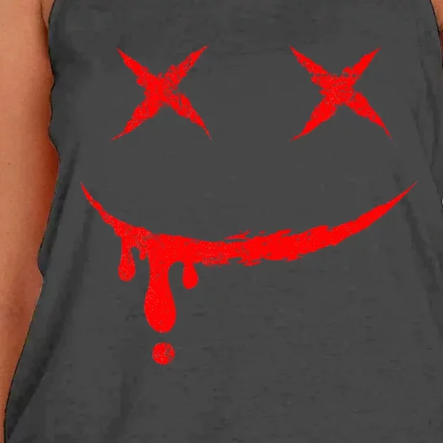 Smile Mask Bloody Halloween Women's Knotted Racerback Tank