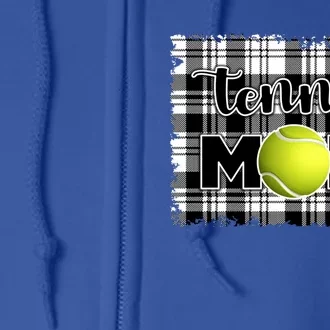 Sport Mom Black White Plaid Tennis Great Gift Tennis Mom Mother Gift Full Zip Hoodie