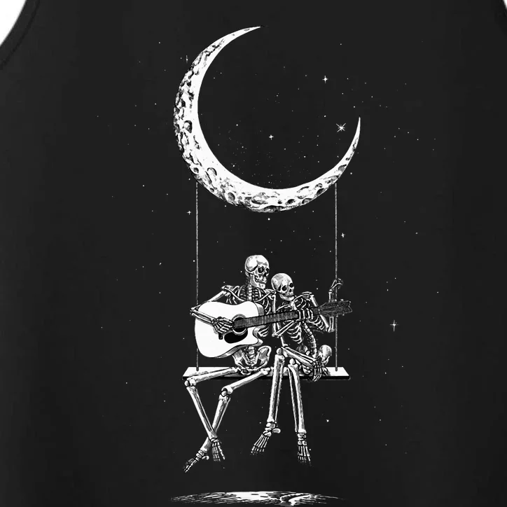 Skeleton Moon Band Tees Rock And Roll Concert Graphic Tees Performance Tank